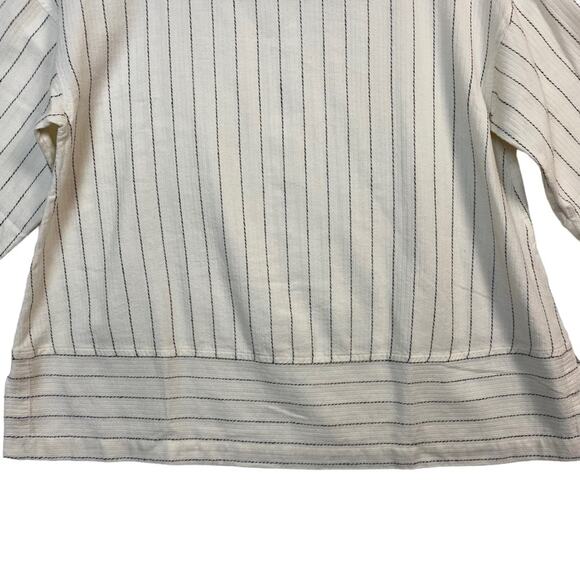 Eileen Fisher Ivory Ecru Striped Bateau Neck Top Size Small - Picture 5 of 10